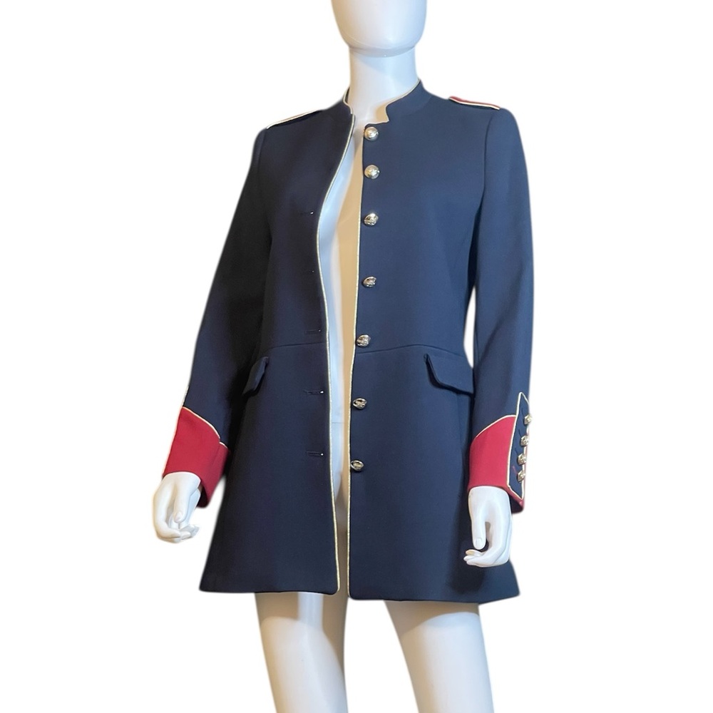 Mango Navy Blazer with Red and Gold Details